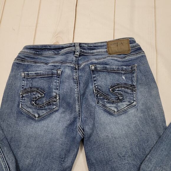 Silver Sam boyfriend crop ankle jeans ripped distressed - Picture 2 of 10